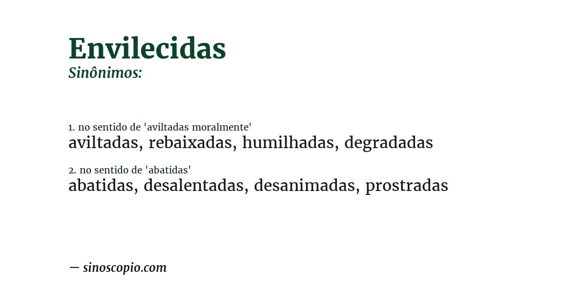 Sinônimo de envilecidas