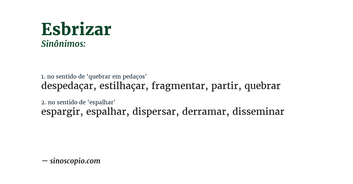 Sinônimo de esbrizar