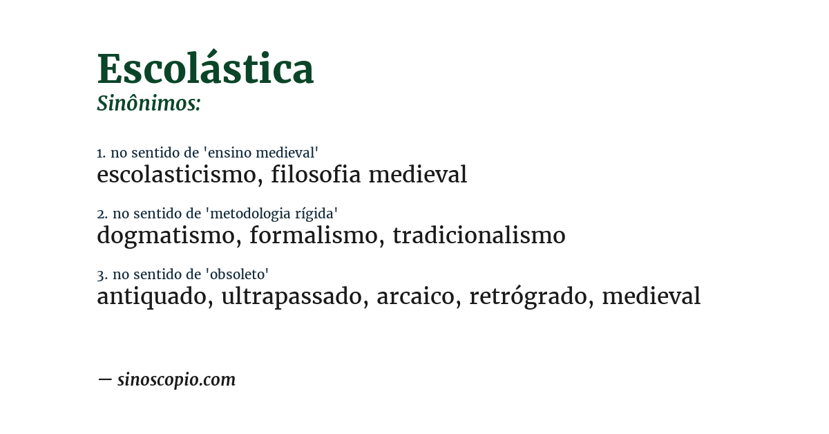 Sinônimo de escolástica