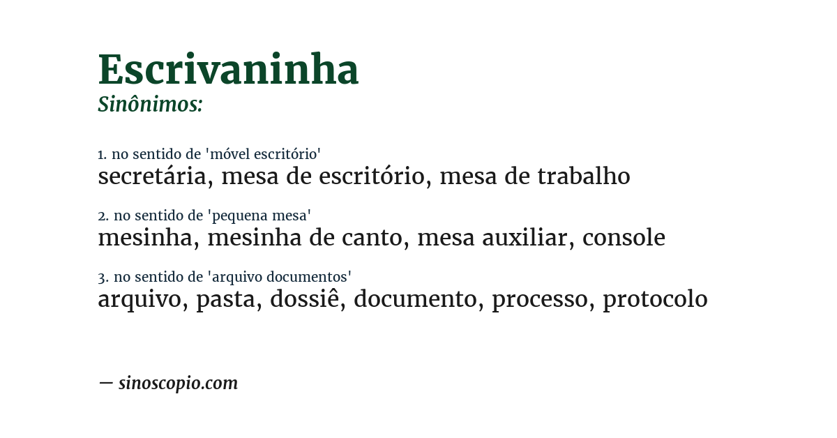 Sinônimo de escrivaninha
