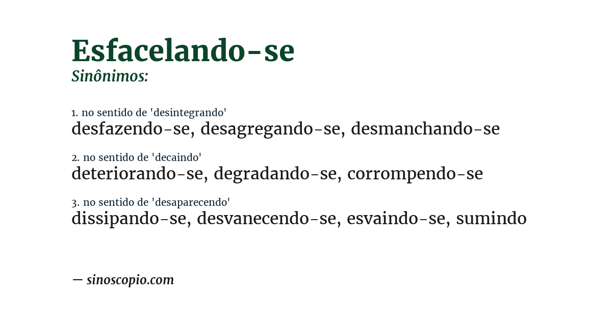 Sinônimo de esfacelando-se