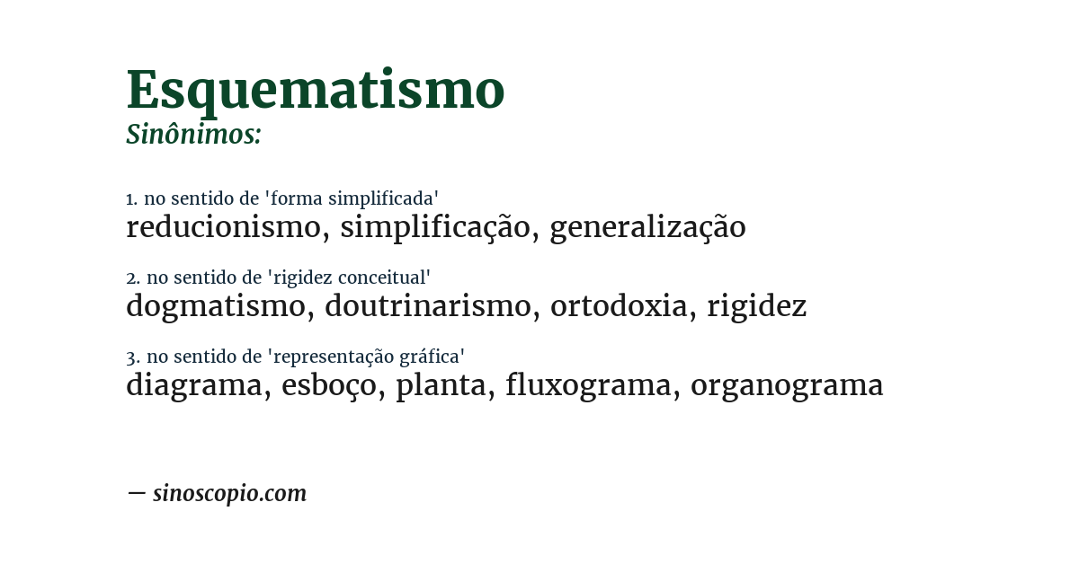 Sinônimo de esquematismo