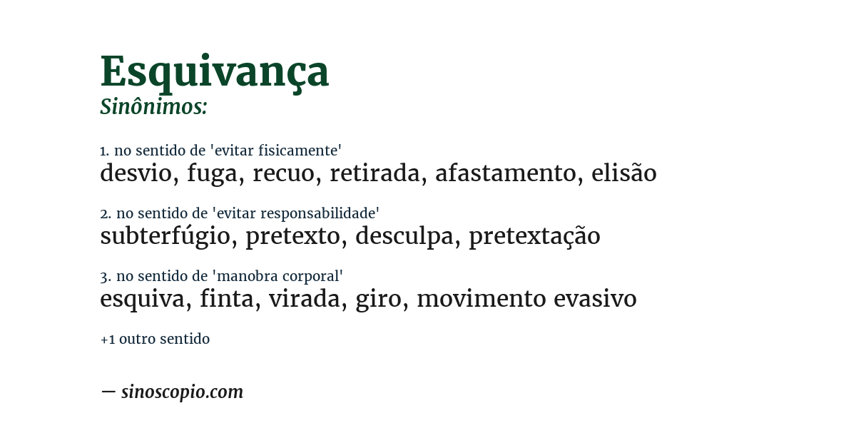 Sinônimo de esquivança