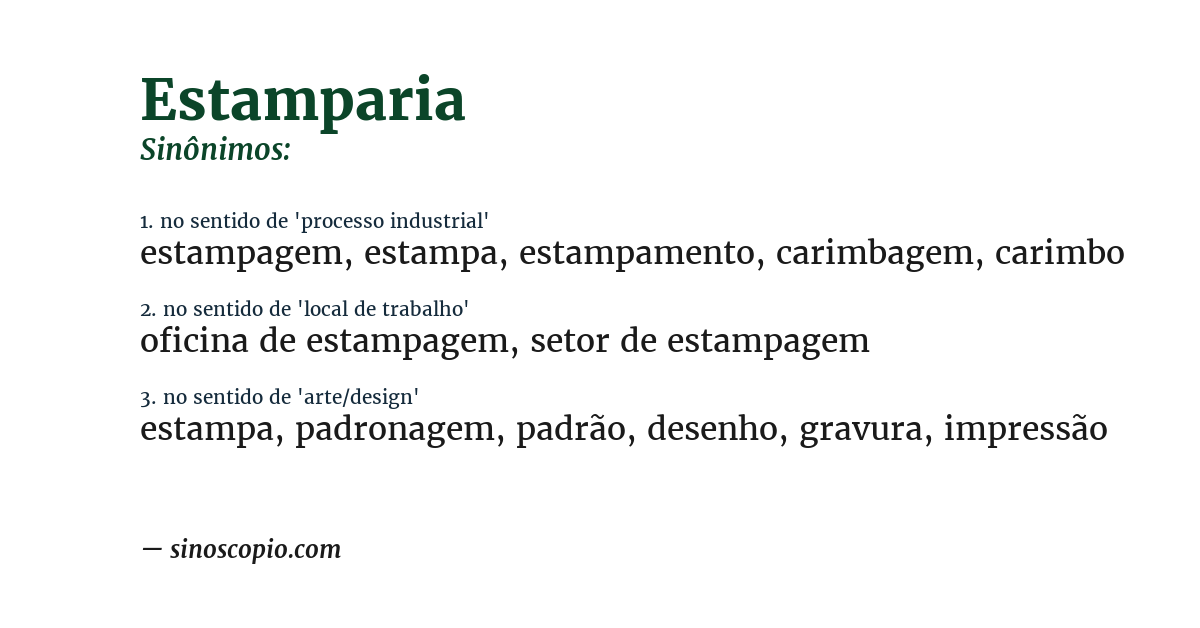 Sinônimo de estamparia