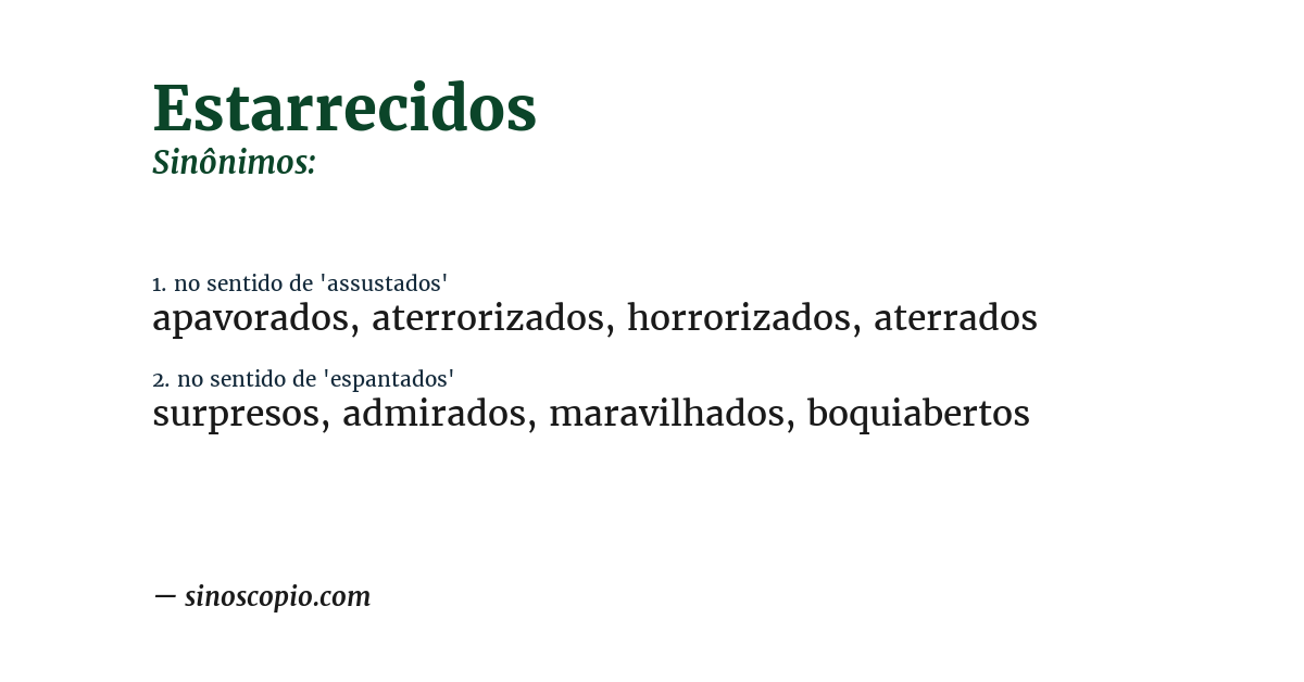 Sinônimo de estarrecidos