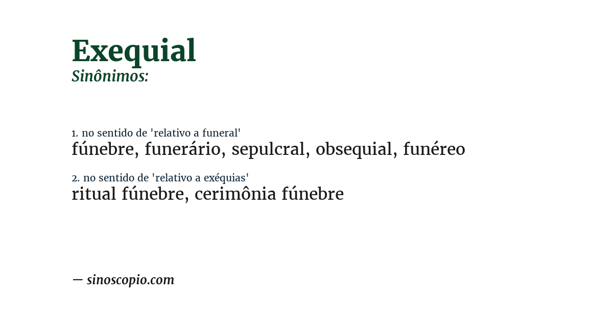 Sinônimo de exequial