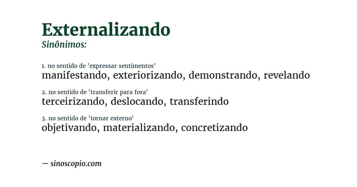 Sinônimo de externalizando