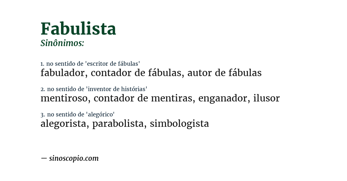 Sinônimo de fabulista