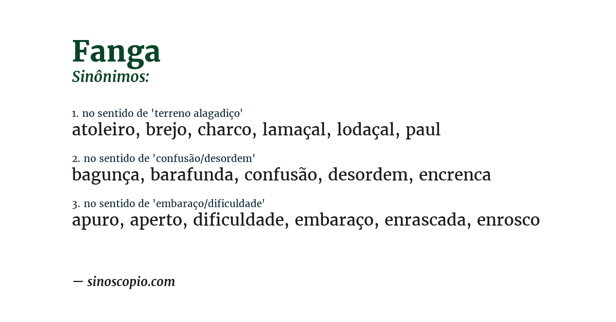 Sinônimo de fanga