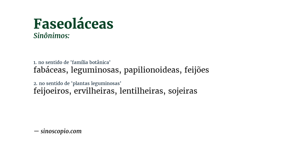 Sinônimo de faseoláceas
