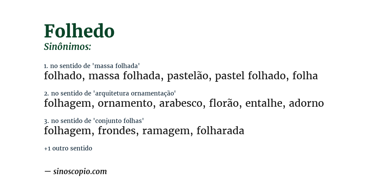 Sinônimo de folhedo