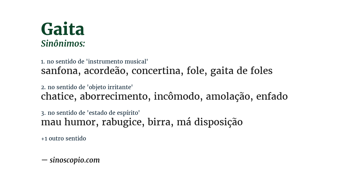 Sinônimo de gaita