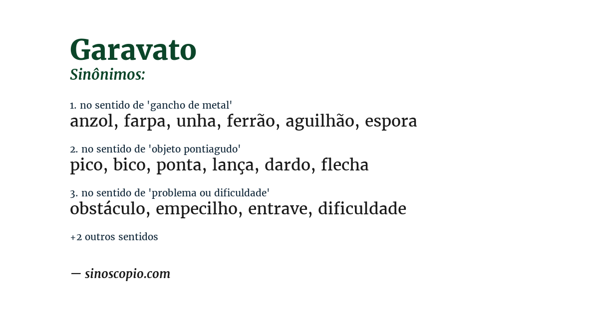 Sinônimo de garavato