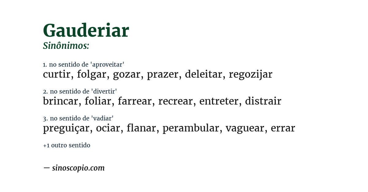 Sinônimo de gauderiar