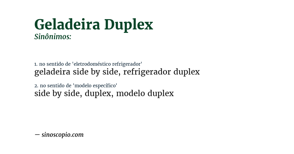 Sinônimo de geladeira duplex