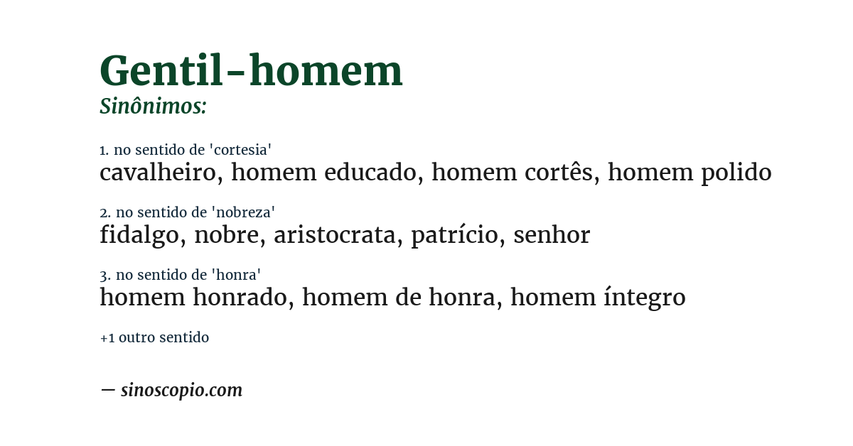 Sinônimo de gentil-homem