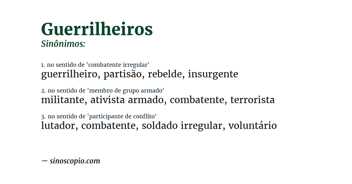 Sinônimo de guerrilheiros