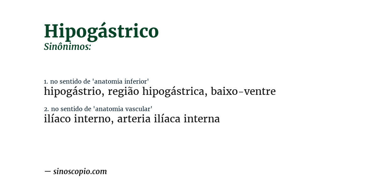 Sinônimo de hipogástrico