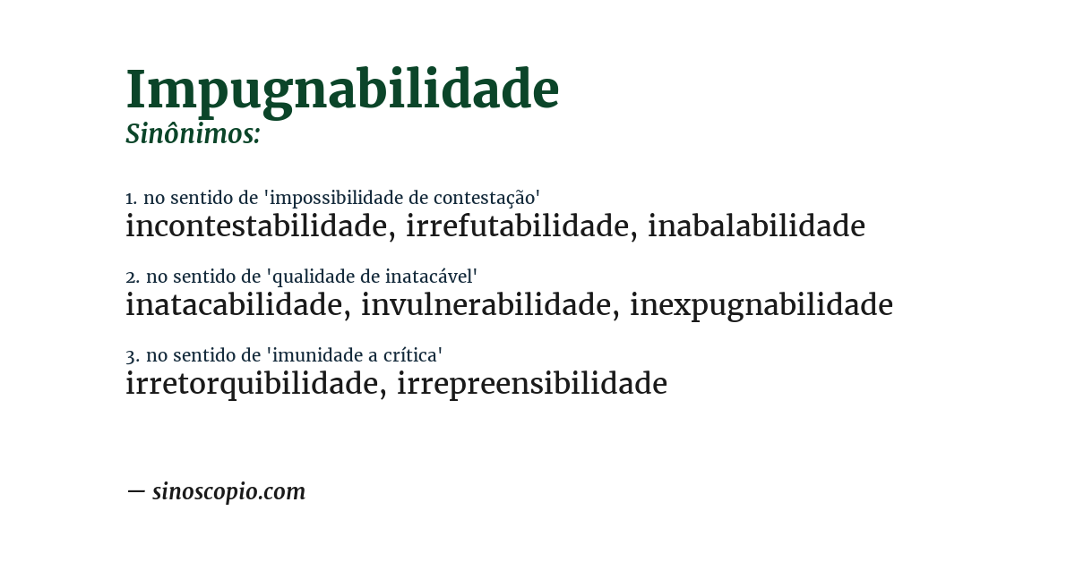 Sinônimo de impugnabilidade