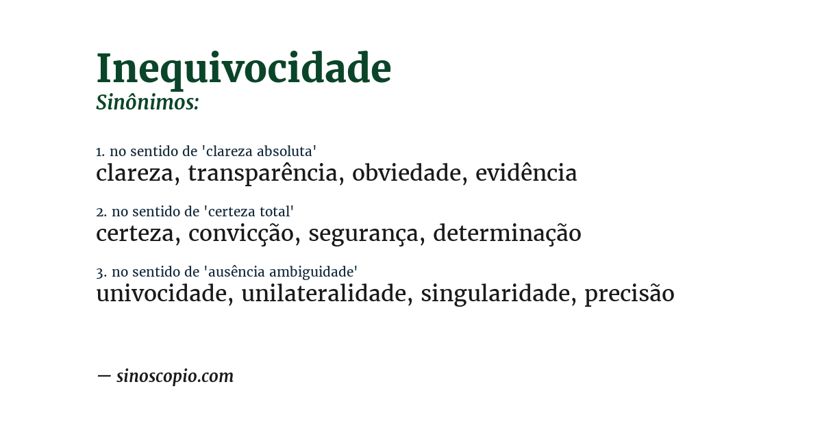 Sinônimo de inequivocidade
