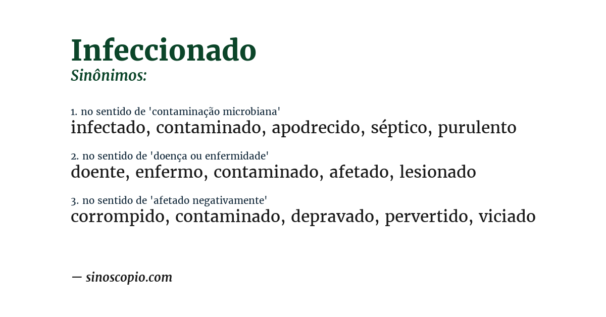 Sinônimo de infeccionado