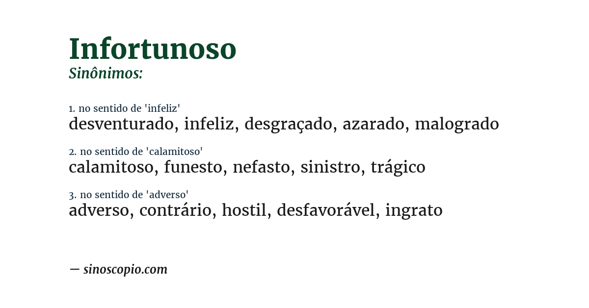 Sinônimo de infortunoso