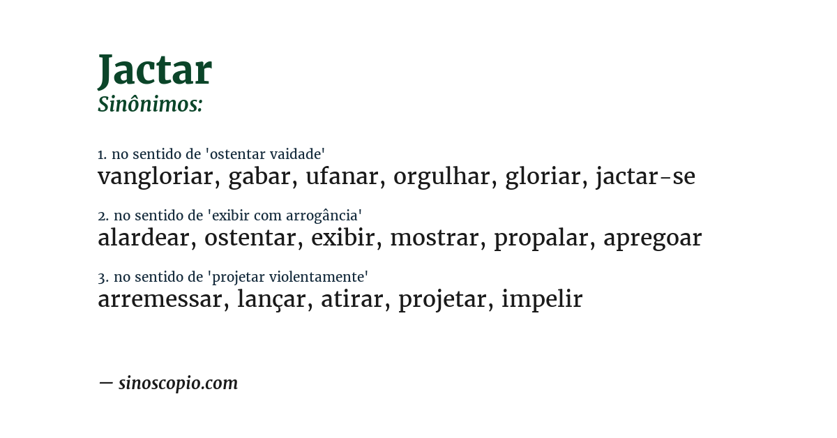 Sinônimo de jactar