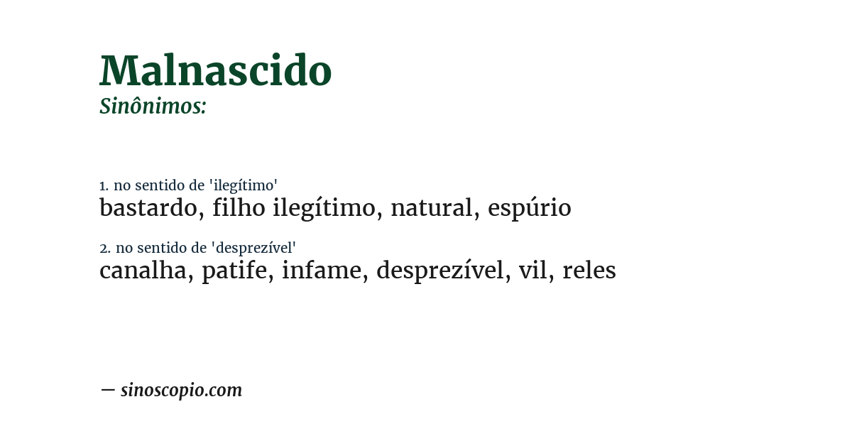 Sinônimo de malnascido