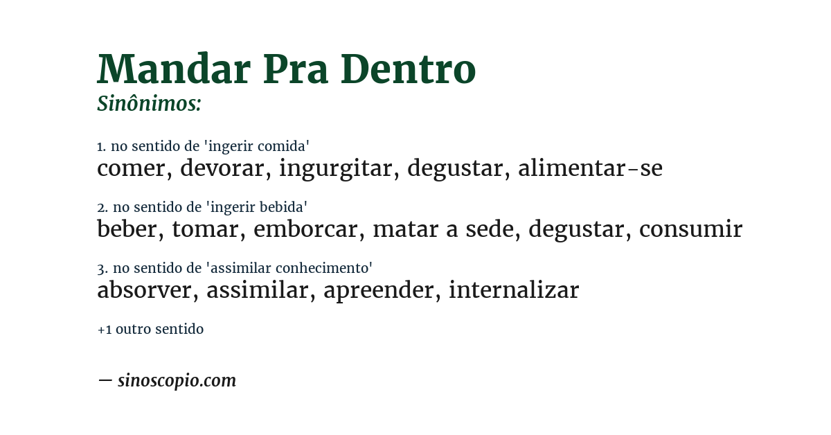 Sinônimo de mandar pra dentro