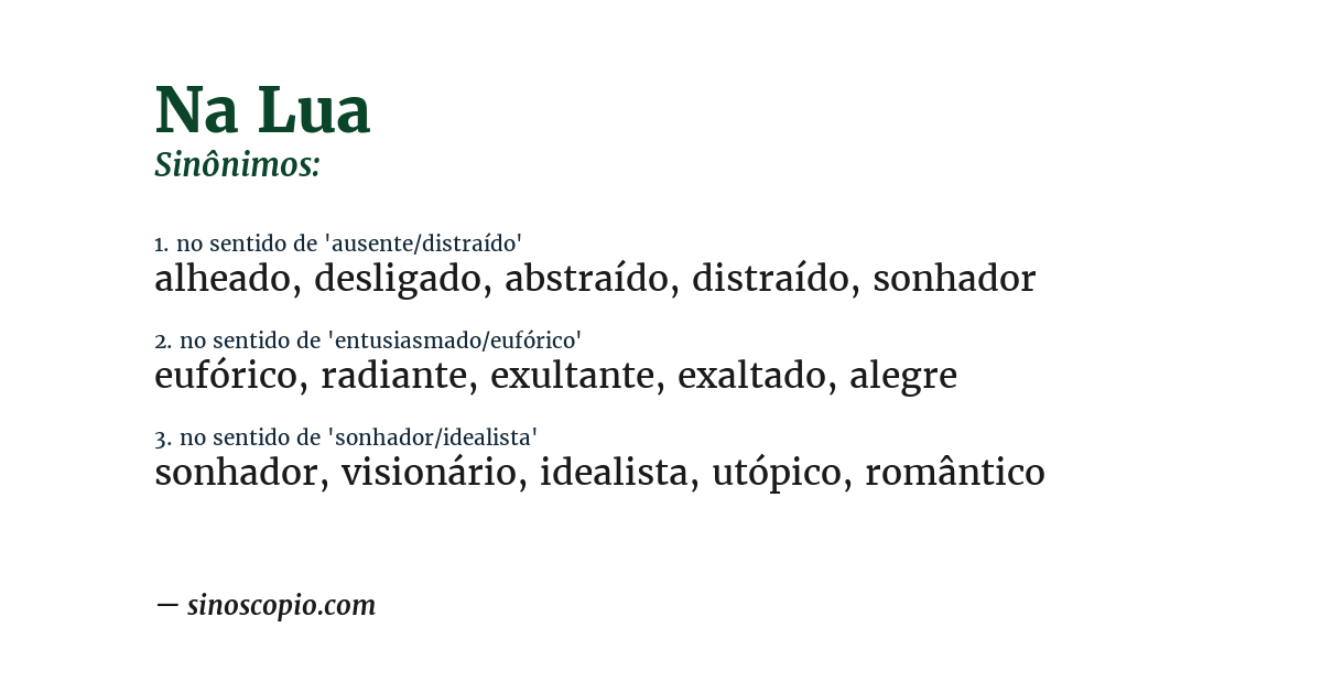 Sinônimo de na lua