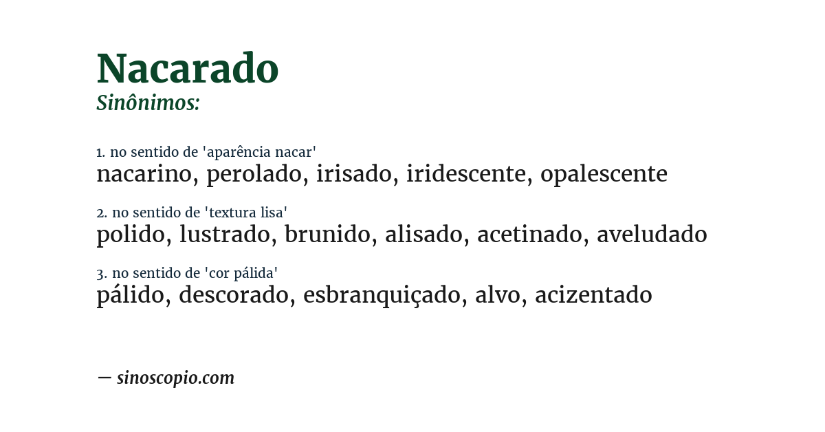 Sinônimo de nacarado