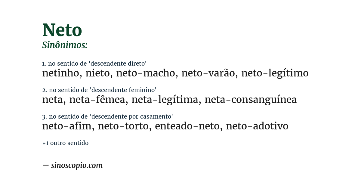Sinônimo de neto