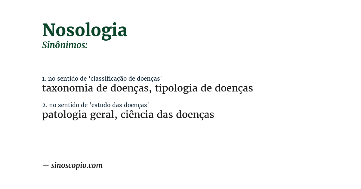 Sinônimo de nosologia