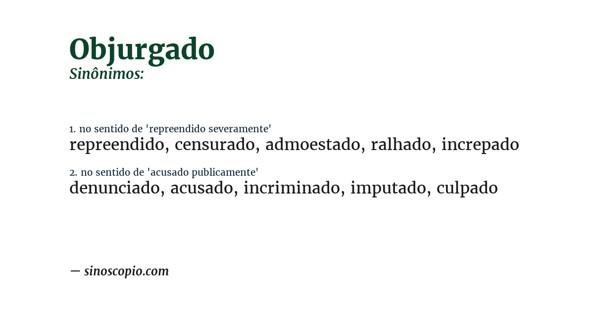 Sinônimo de objurgado