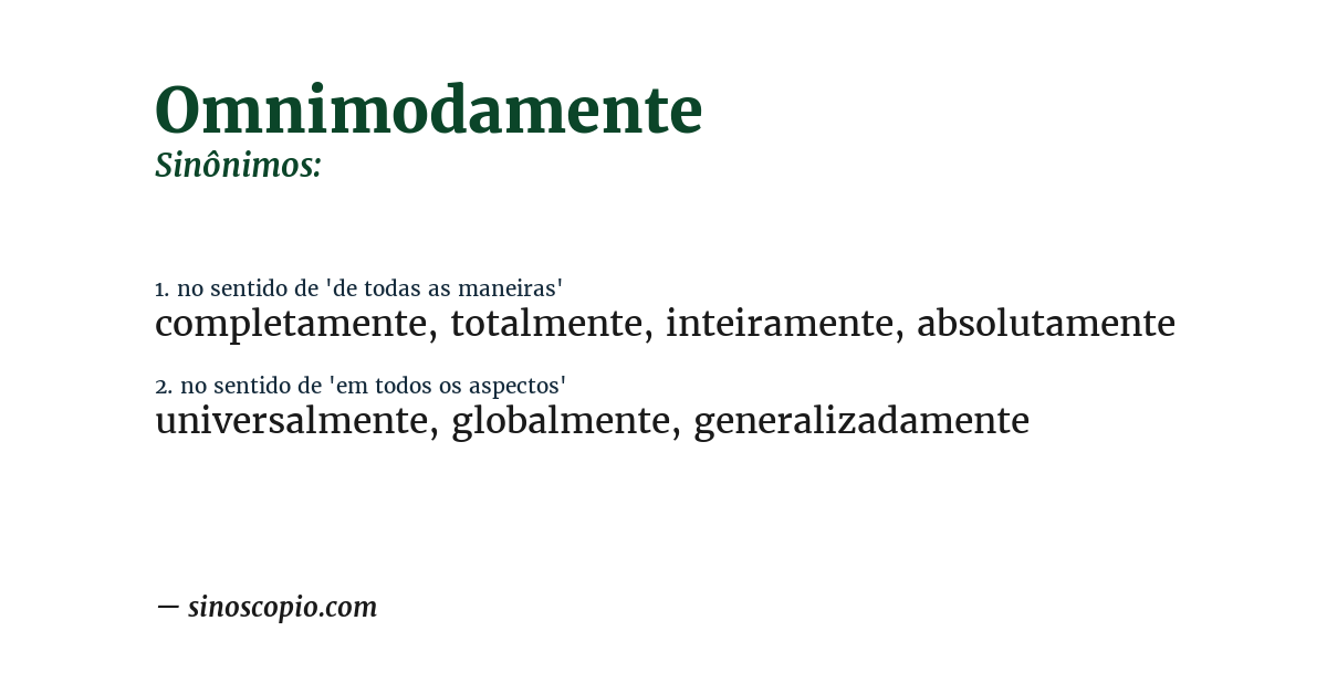Sinônimo de omnimodamente