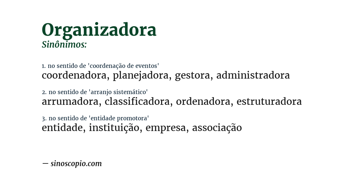 Sinônimo de organizadora