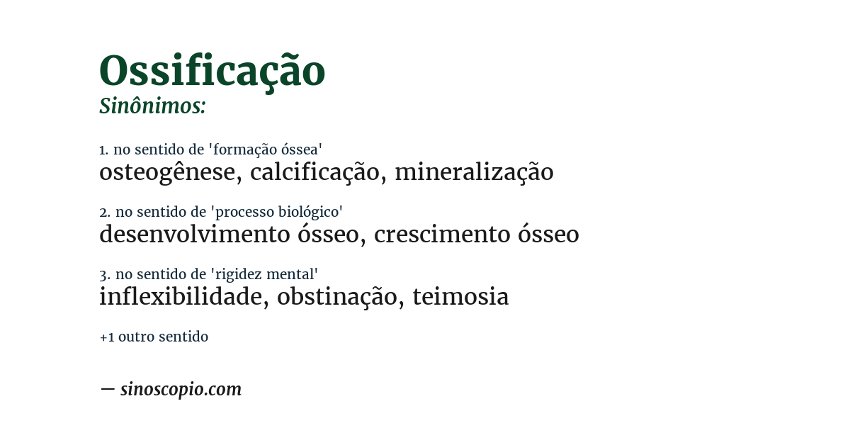 Sinônimo de ossificação
