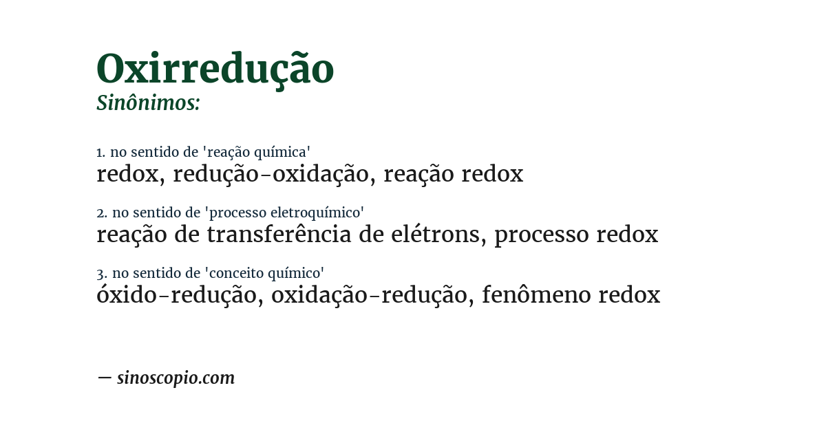 Sinônimo de oxirredução