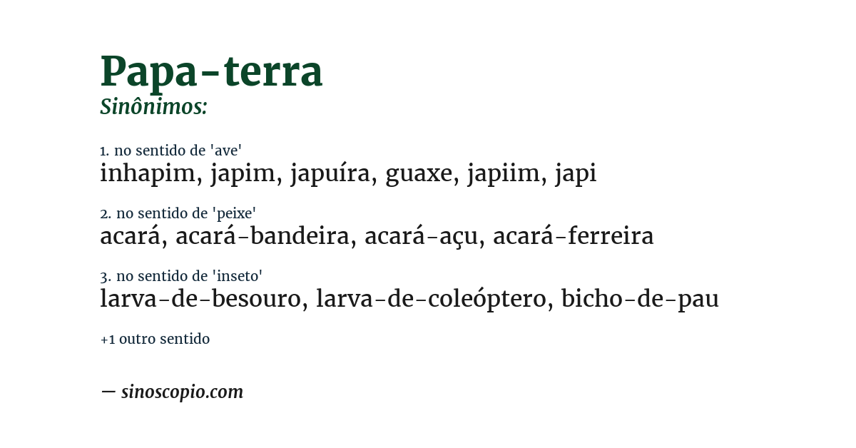 Sinônimo de papa-terra