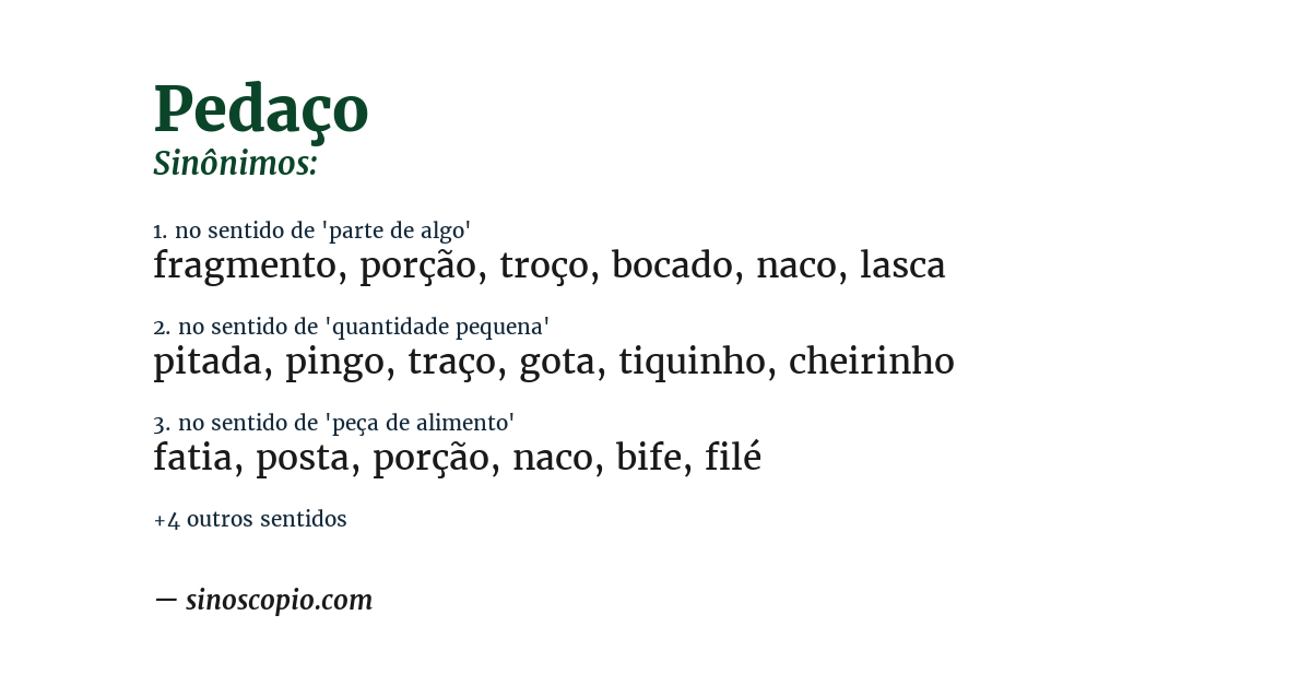 Sinônimo de pedaço