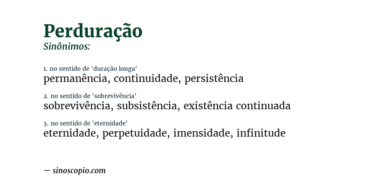 Sinônimo de perduração