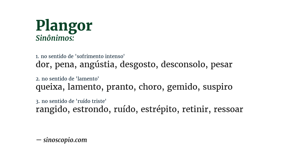 Sinônimo de plangor