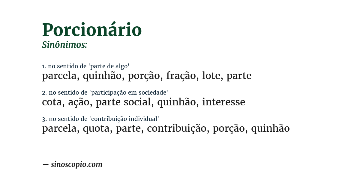Sinônimo de porcionário