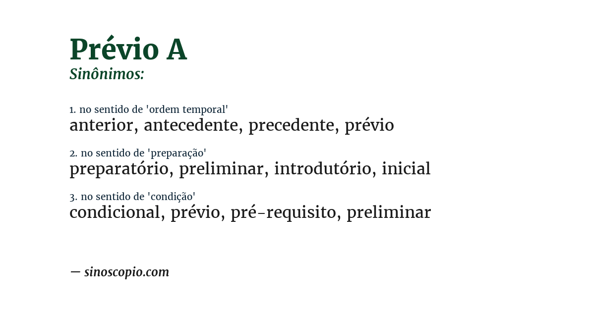 Sinônimo de prévio a