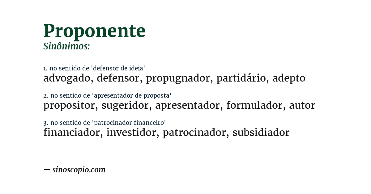 Sinônimo de proponente