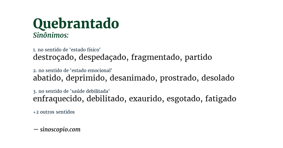 Sinônimo de quebrantado