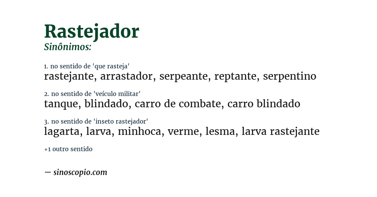 Sinônimo de rastejador