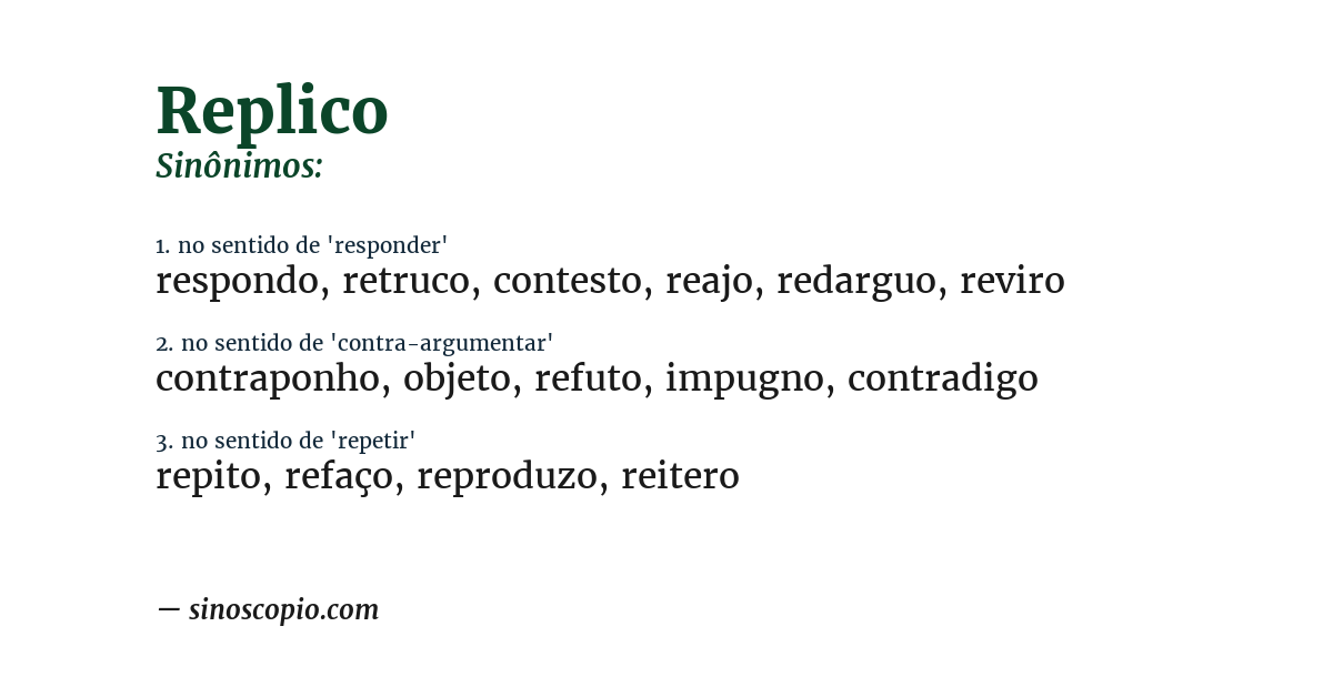 Sinônimo de replico