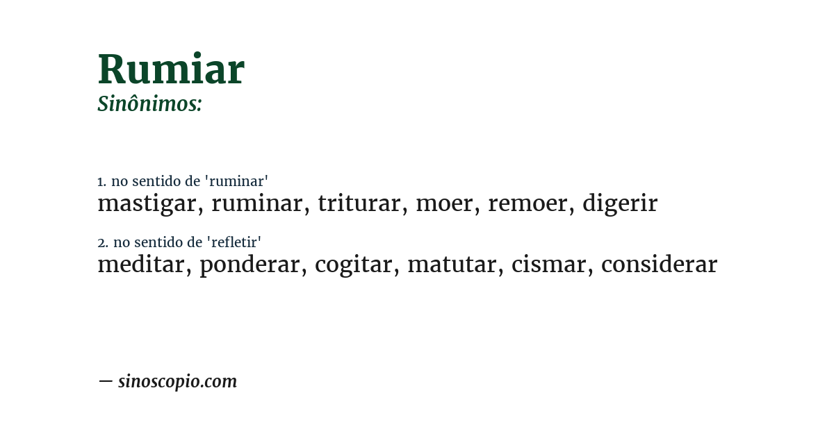 Sinônimo de rumiar