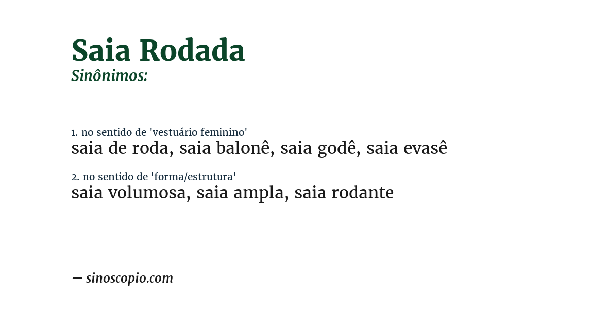 Sinônimo de saia rodada